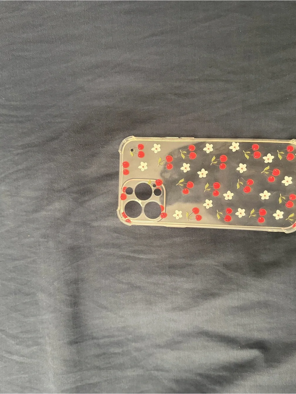 Clear Cherry Pattern Phone Case - Transparent Red & White Design